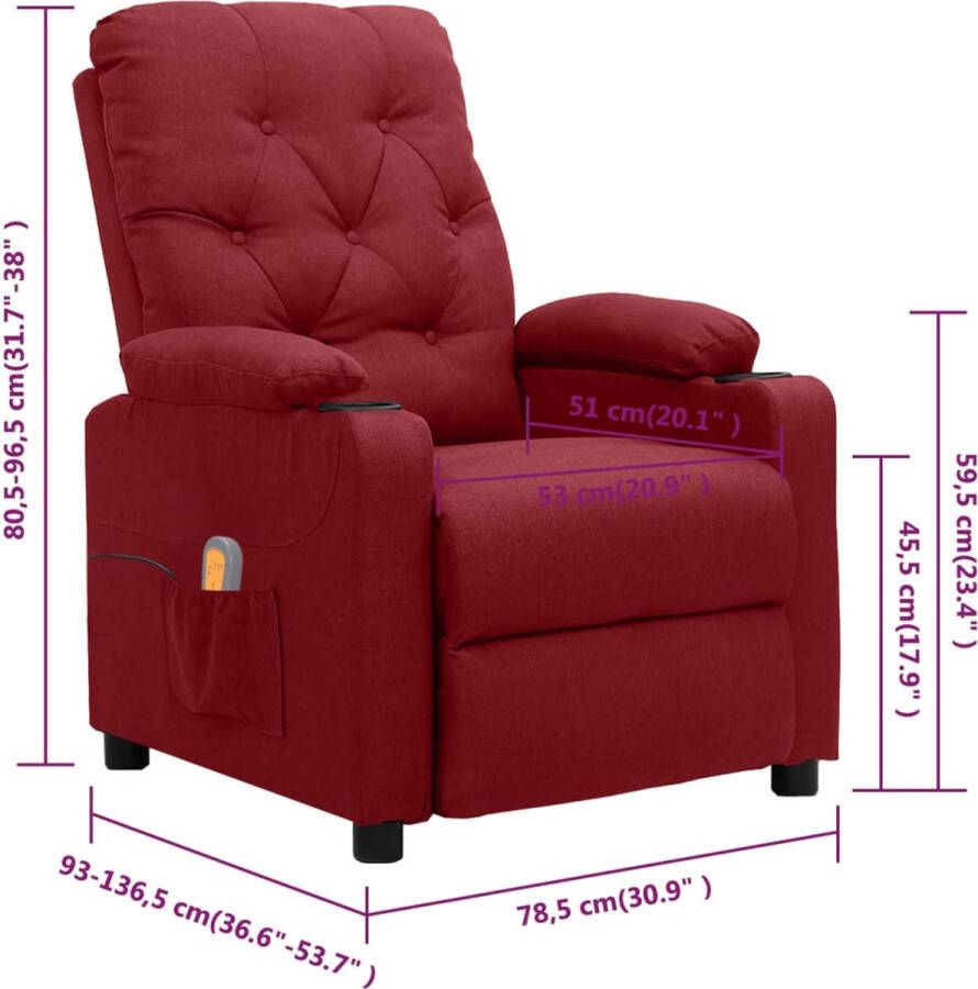 The Living Store Massagefauteuil Verstelbaar 78.5 x 93 x 96.5 cm Wijnrood - Foto 2