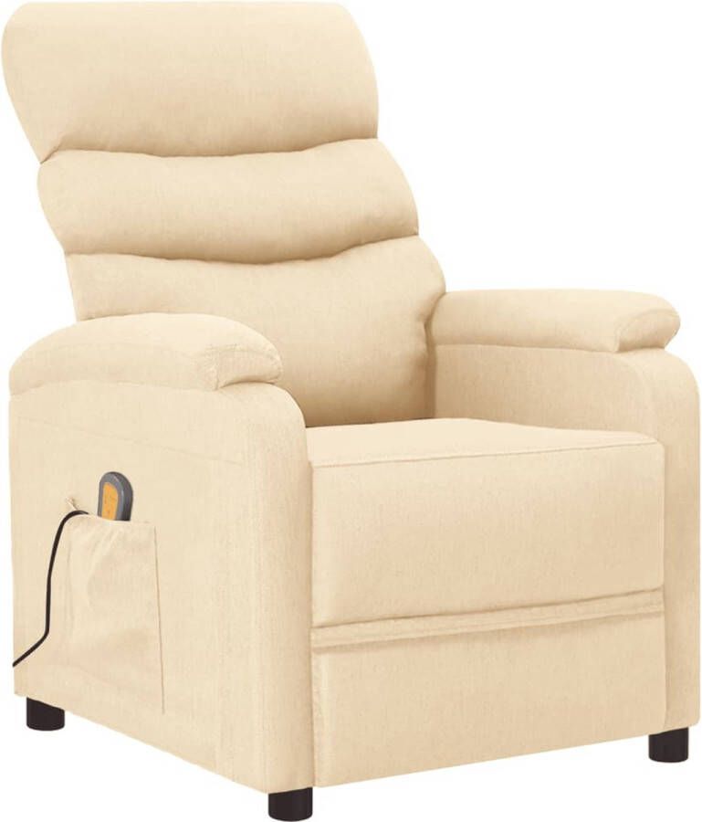 The Living Store Massagestoel stof crèmekleurig Massagestoel Elektrische Massagestoel Relaxfauteuil Loungestoel Comfortabele Stoel - Foto 3