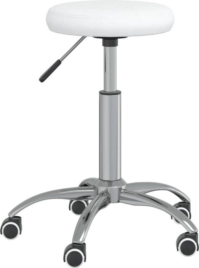 The Living Store Massagekruk Salonkruk 31 x (42 54) cm Wit Kunstleer en verchroomd staal Massagekruk Salonkruk Kunstleder Witte Stoel Bureaustool - Foto 3