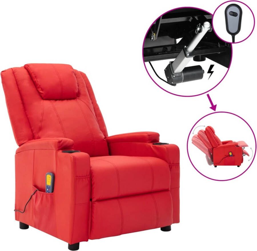 The Living Store Massagestoel elektrisch kunstleer rood Fauteuil