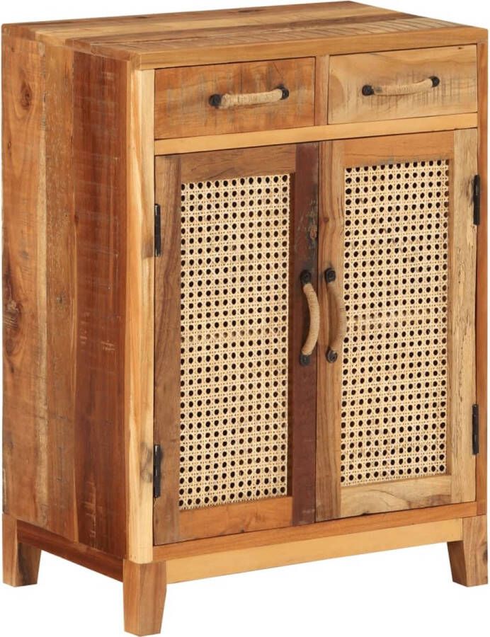 The Living Store Massief gerecycled houten dressoir 55 x 35 x 75 cm opbergruimte en weergavefunctie Praktische deuren Montage vereist