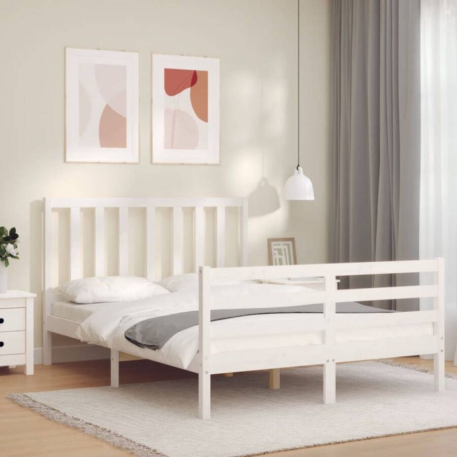 The Living Store Massief Grenen Bedframe 195.5 x 140.5 cm Functioneel hoofd- en voeteneinde