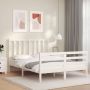 The Living Store Bedframe met hoofdbord massief hout wit 4FT6 Double Bedframe Bedframes Bed Tweepersoonsbed Slaapkamermeubel Houten Bedframe Houten Bed Bedbodem Massief Houten Bedframe Ledikant Bedframe Met Hoofdeinde - Thumbnail 2