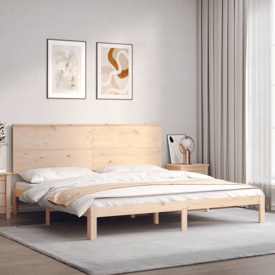 The Living Store Massief Grenen Bedframe 203.5 x 203.5 Multiplex lattenbodem