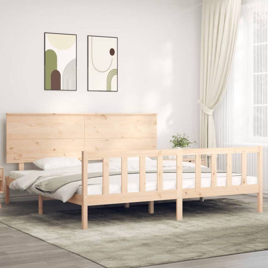 The Living Store Massief Grenen Bedframe 205.5 x 205.5 cm Multiplex lattenbodem