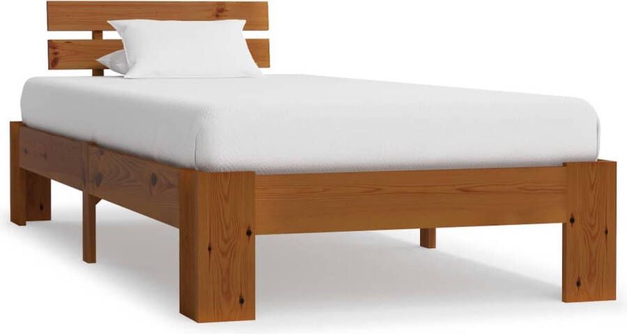 The Living Store Massief grenen bedframe 213 x 95 x 66 cm Honingbruin Massief Hout Bed Grenenhout Bed Honigbruin Bed Enkelpersoon Bed Modern Bed