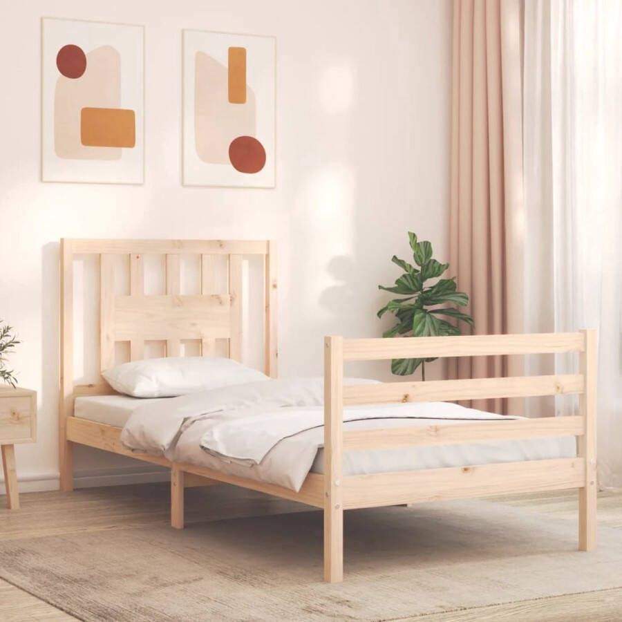 The Living Store Massief Grenen Bedframe Single (75x190 cm) Met Multiplex Lattenbodem