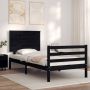 The Living Store Bedframe met hoofdbord massief hout zwart 100x200 cm Bedframe Bedframes Bed Eenpersoonsbed Slaapkamermeubel Houten Bedframe Houten Bed Bedbodem Massief Houten Bedframe Ledikant Bedframe Met Hoofdeinde - Thumbnail 2