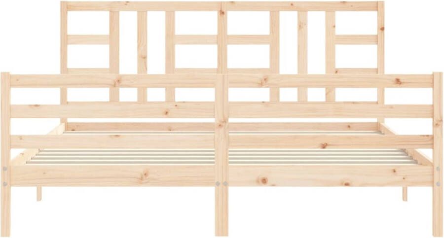 The Living Store Bedframe met hoofdbord massief hout 6FT Super King Bedframe Bedframes Bed Tweepersoonsbed Slaapkamermeubel Houten Bedframe Houten Bed Bedbodem Massief Houten Bedframe Ledikant Bedframe Met Hoofdeinde - Foto 4