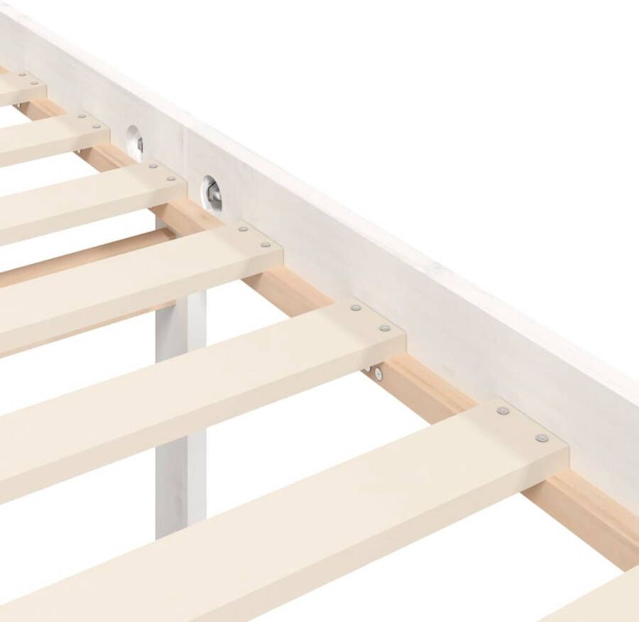 The Living Store Bedframe met hoofdbord massief hout wit 200x200 cm Bedframe Bedframes Bed Tweepersoonsbed Slaapkamermeubel Houten Bedframe Houten Bed Bedbodem Massief Houten Bedframe Ledikant Bedframe Met Hoofdeinde