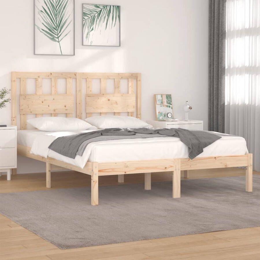 The Living Store Massief grenenhouten bedframe 160 x 200 cm Rustiek design