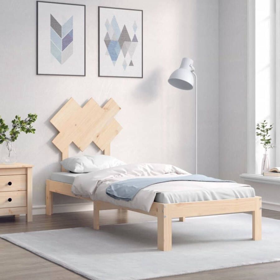 The Living Store Massief grenenhouten Bedframe 193.5 x 78.5 x 81 cm Multiplex Lattenbodem Rustieke uitstraling