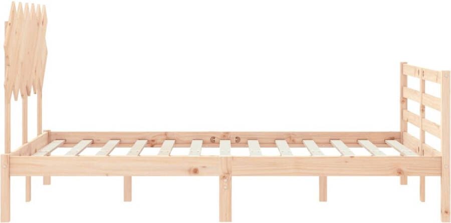 The Living Store Bedframe met hoofdbord massief hout 4FT Small Double Bedframe Bedframes Bed Tweepersoonsbed Slaapkamermeubel Houten Bedframe Houten Bed Bedbodem Massief Houten Bedframe Ledikant Bedframe Met Hoofdeinde - Foto 4