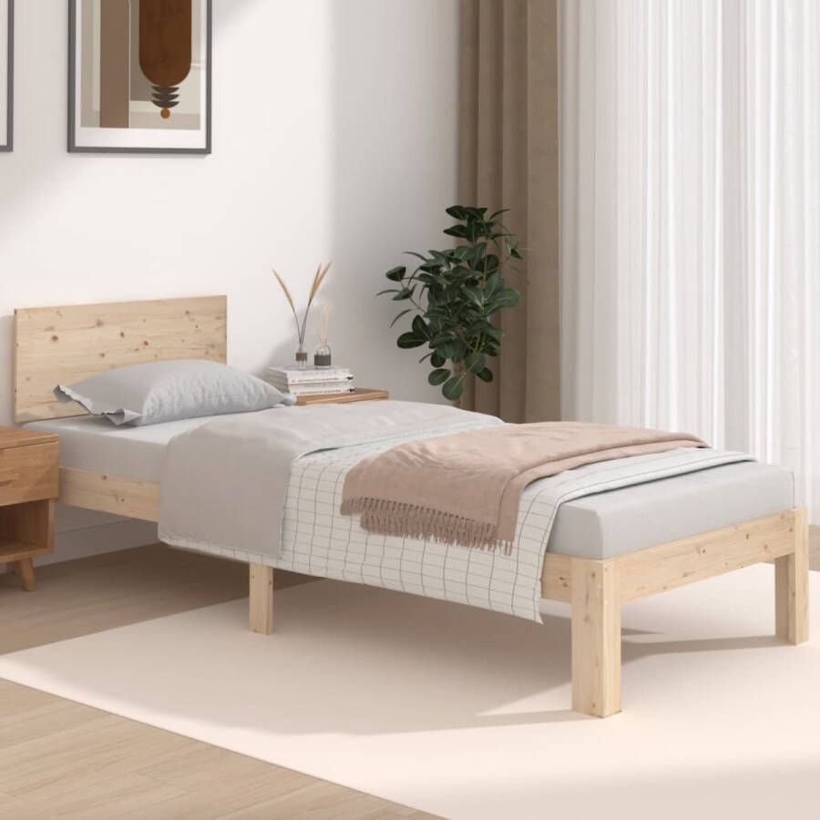 The Living Store Bedframe massief hout 75x190 cm 2FT6 Small Single Bedframe Bedframes Bed Bedbodem Ledikant Bed Frame Massief Houten Bedframe Slaapmeubel Bedden Bedbodems Ledikanten