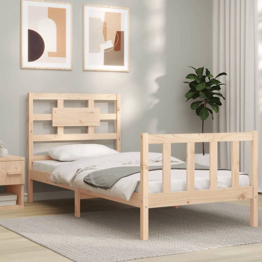 The Living Store Bedframe met hoofdbord massief hout 3FT Single Bedframe Bedframes Bed Eenpersoonsbed Slaapkamermeubel Houten Bedframe Houten Bed Bedbodem Massief Houten Bedframe Ledikant Bedframe Met Hoofdeinde - Foto 6