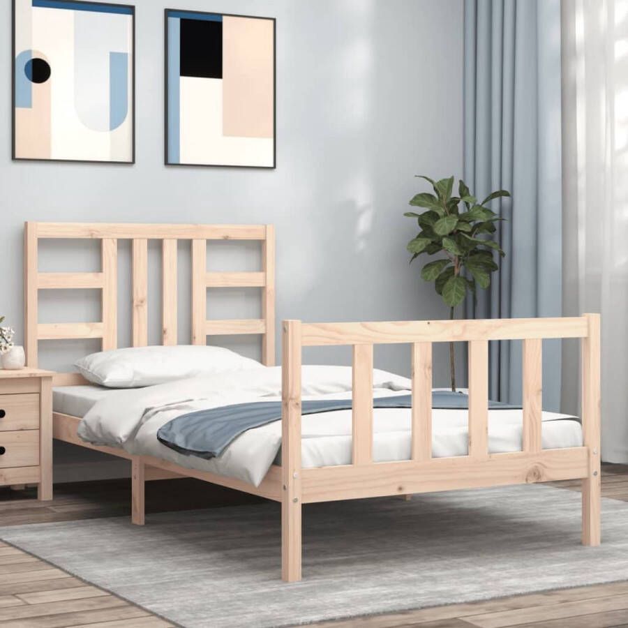 The Living Store Bedframe met hoofdbord massief hout 3FT Single Bedframe Bedframes Bed Eenpersoonsbed Slaapkamermeubel Houten Bedframe Houten Bed Bedbodem Massief Houten Bedframe Ledikant Bedframe Met Hoofdeinde - Foto 7