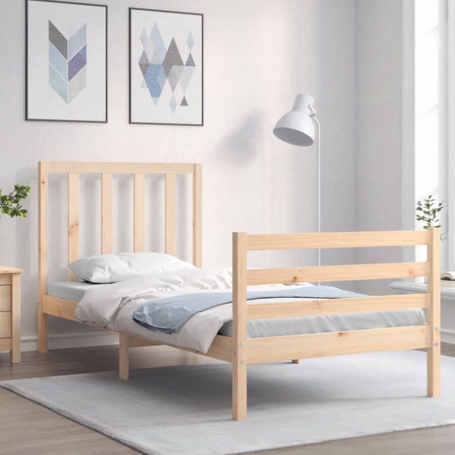 The Living Store Bedframe met hoofdbord massief hout 3FT Single Bedframe Bedframes Bed Eenpersoonsbed Slaapkamermeubel Houten Bedframe Houten Bed Bedbodem Massief Houten Bedframe Ledikant Bedframe Met Hoofdeinde - Foto 9