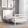 The Living Store Massief grenenhouten bedframe 195.5 x 95.5 x 100 cm wit - Thumbnail 1