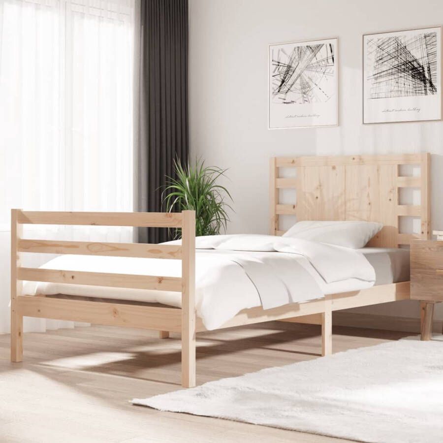 The Living Store Massief Grenenhouten Bedframe 195.5 x 95.5 x 69.5 cm Rustiek design