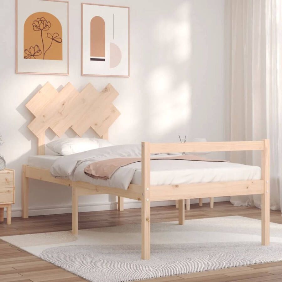 The Living Store Bedframe met hoofdbord massief hout 3FT Single Bedframe Bedframes Bed Eenpersoonsbed Slaapkamermeubel Houten Bedframe Houten Bed Bedbodem Massief Houten Bedframe Ledikant Bedframe Met Hoofdeinde - Foto 2