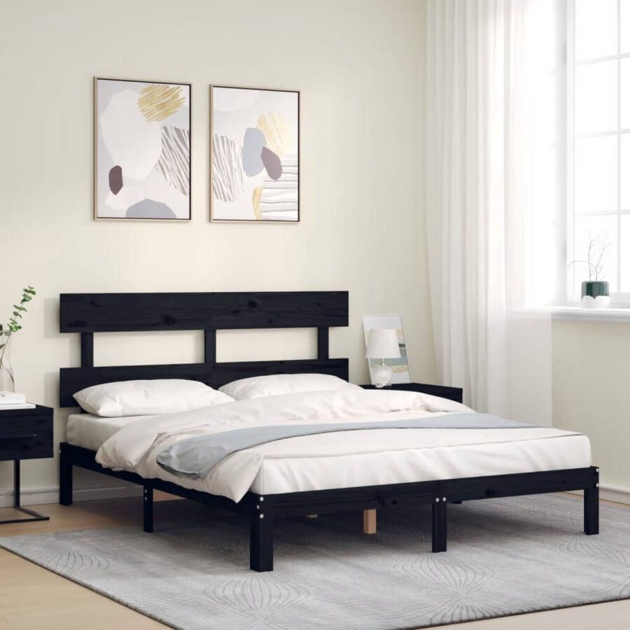 The Living Store Massief grenenhouten Bedframe 203.5 x 153.5 x 81 cm Multiplex lattenbodem