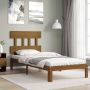 The Living Store Bedframe met hoofdbord massief hout honingbruin 90x200 cm Bedframe Bedframes Bed Eenpersoonsbed Slaapkamermeubel Houten Bedframe Houten Bed Bedbodem Massief Houten Bedframe Ledikant Bedframe Met Hoofdeinde - Thumbnail 1