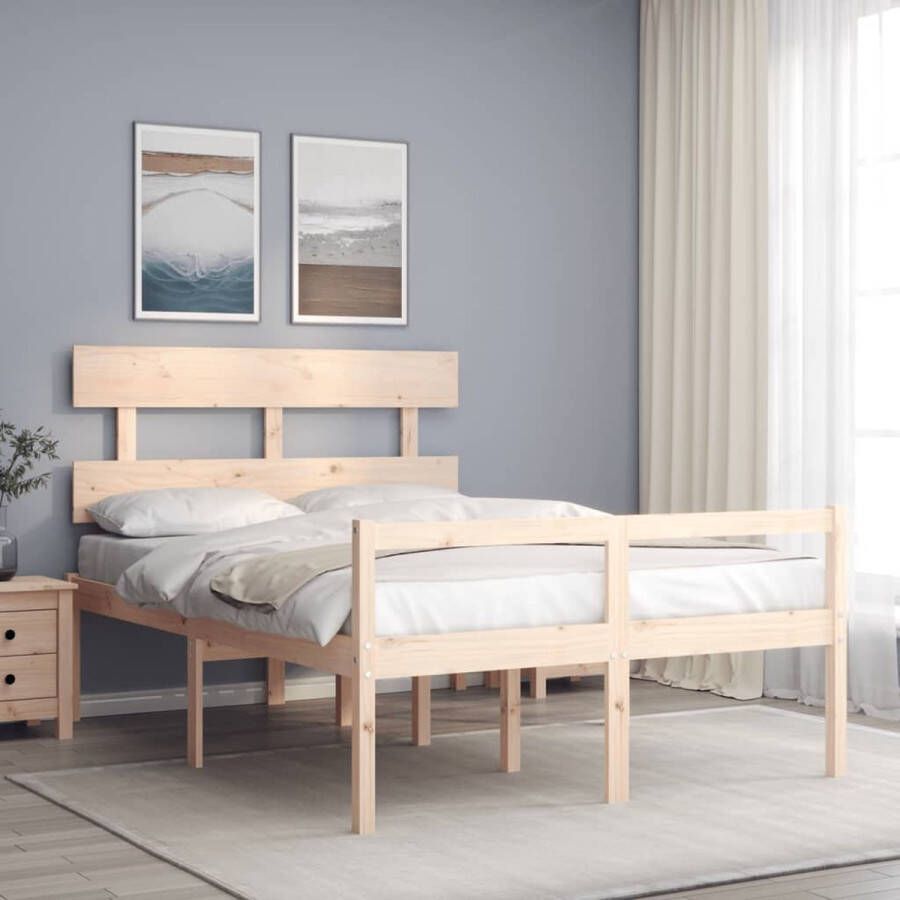 The Living Store Bedframe met hoofdbord massief hout honingbruin 120x200 cm Bedframe Bedframes Bed Tweepersoonsbed Slaapkamermeubel Houten Bedframe Houten Bed Bedbodem Massief Houten Bedframe Ledikant Bedframe Met Hoofdeinde - Foto 3
