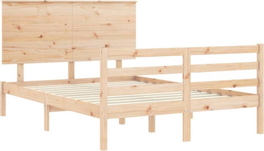 The Living Store Massief Grenenhouten Bedframe 205.5 x 145.5 x 82.5 cm Multiplex Lattenbodem Functioneel Hoofd- en Voeteneinde Matras Apart Verkrijgbaar