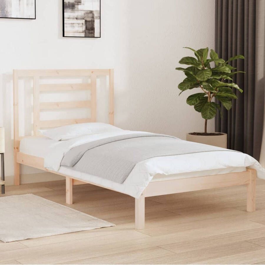 The Living Store Bedframe massief grenenhout 90x200 cm Bedframe Bedframes Bed Bedbodem Ledikant Bed Frame Massief Houten Bedframe Slaapmeubel Eenpersoonsbed Bedden Bedbodems
