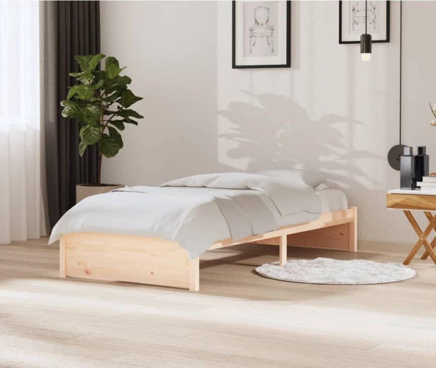 The Living Store Massief Grenenhouten Bedframe 205.5 x 95.5 x 31 cm Stevig en Stabiel Multiplex Lattenbodem Geschikt voor 90 x 200 cm Matras Montage Vereist