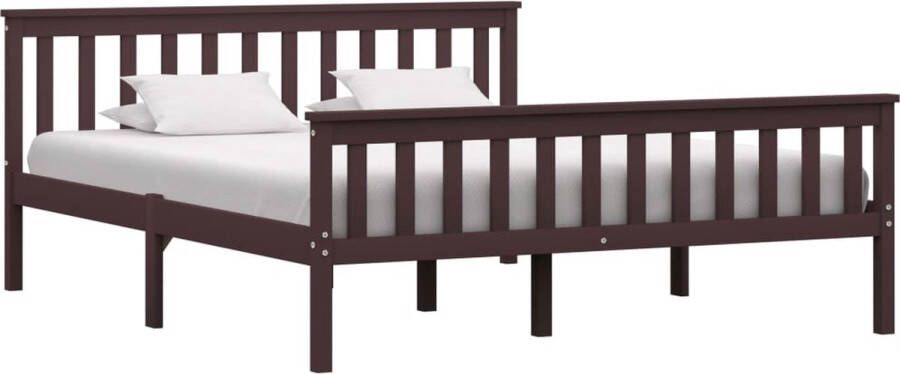 The Living Store Massief Grenenhouten Bedframe 208 x 168 x 82 cm Donkerbruin