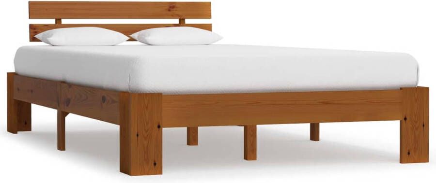 The Living Store Massief Grenenhouten Bedframe 213 x 145 x 66 cm Honingbruin Massief Hout Bed Grenenhout Bed Tweepersoons Bed Honigbruin Bed Modern Bed