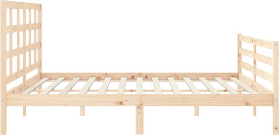 The Living Store Bedframe met hoofdbord massief hout 200x200 cm Bedframe Bedframes Bed Tweepersoonsbed Slaapkamermeubel Houten Bedframe Houten Bed Bedbodem Massief Houten Bedframe Ledikant Bedframe Met Hoofdeinde - Foto 5