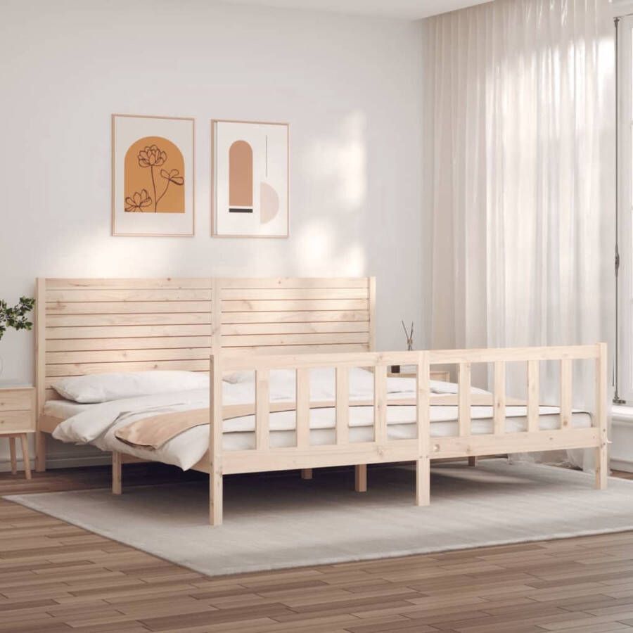 The Living Store Massief grenenhouten bedframe Functioneel Bed 205.5 x 205.5 x 100 cm Onbehandeld