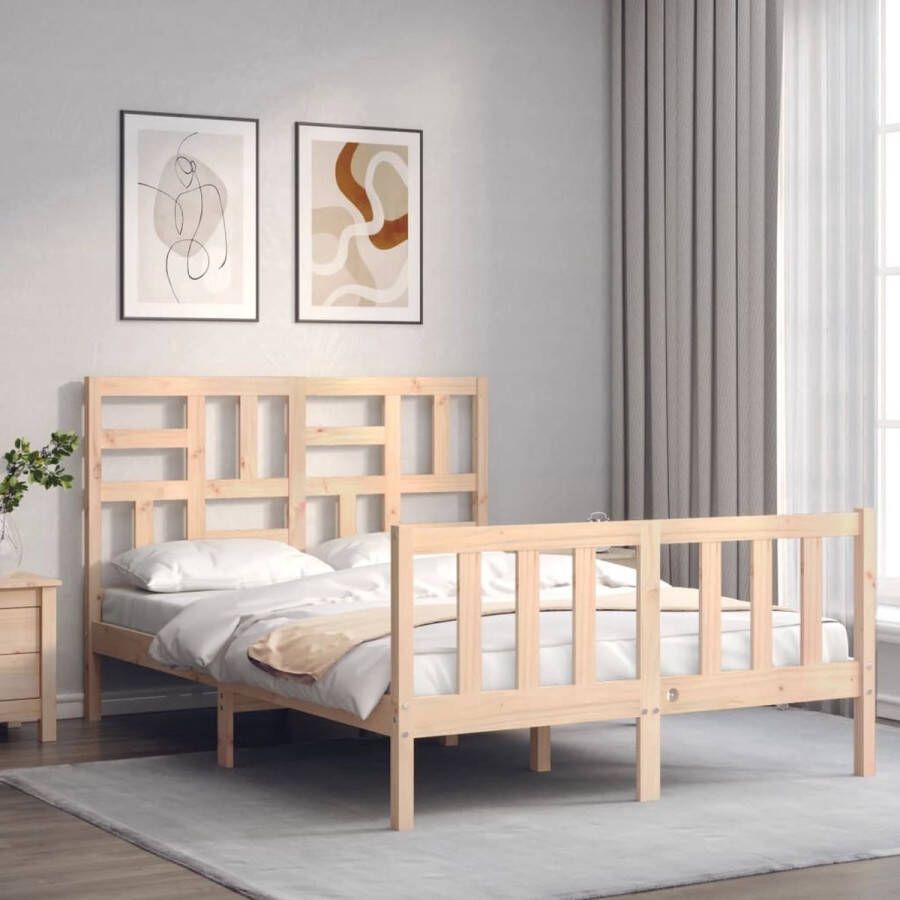 The Living Store Massief Grenenhouten Bedframe Functioneel Bedframe Afmeting- 195.5 x 145.5 x 104 cm