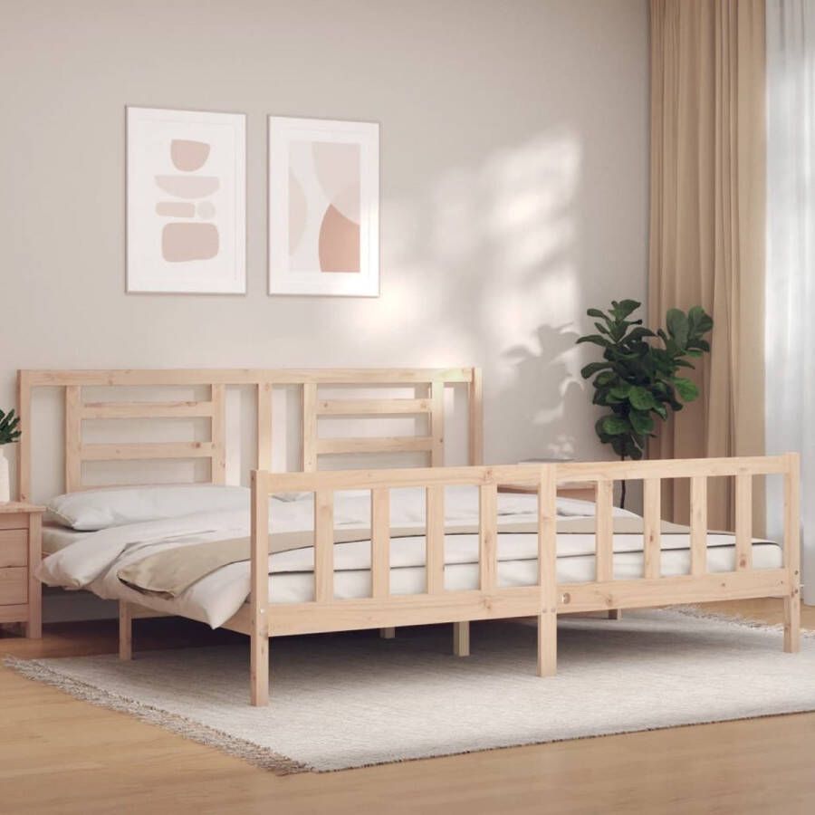The Living Store Bedframe met hoofdbord massief hout 6 FT Super King Size Bedframe Bedframes Bed Tweepersoonsbed Slaapkamermeubel Houten Bedframe Houten Bed Bedbodem Massief Houten Bedframe Ledikant Bedframe Met Hoofdeinde - Foto 6