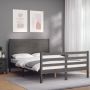 The Living Store Massief Grenenhouten Bedframe Grijs 195.5 x 125.5 x 100 cm Functioneel hoofd- en voeteneinde - Thumbnail 3