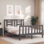 The Living Store Bedframe met hoofdbord massief hout grijs 140x190 cm Bedframe Bedframes Bed Tweepersoonsbed Slaapkamermeubel Houten Bedframe Houten Bed Bedbodem Massief Houten Bedframe Ledikant Bedframe Met Hoofdeinde - Thumbnail 1