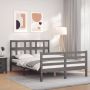 The Living Store Massief grenenhouten bedframe Grijs 205.5 x 125.5 x 100 cm Multiplex lattenbodem - Thumbnail 1