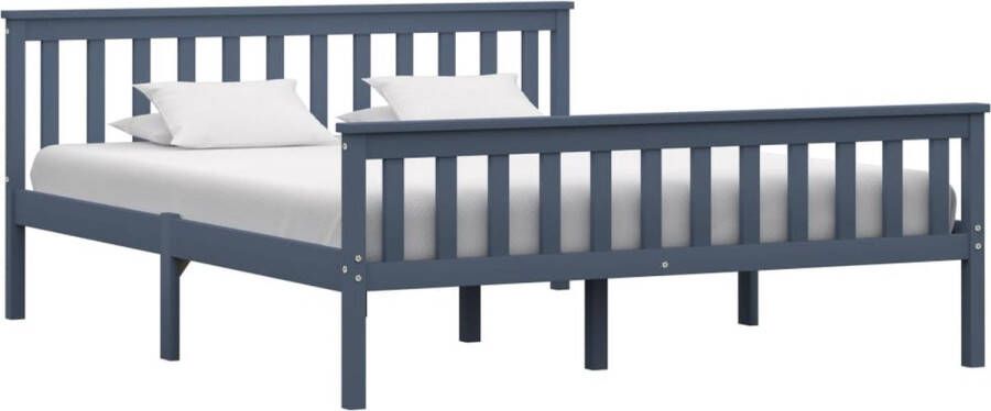 The Living Store Massief Grenenhouten Bedframe Grijs 208 x 168 x 82 cm Voor Matras 160 x 200 cm - Foto 1