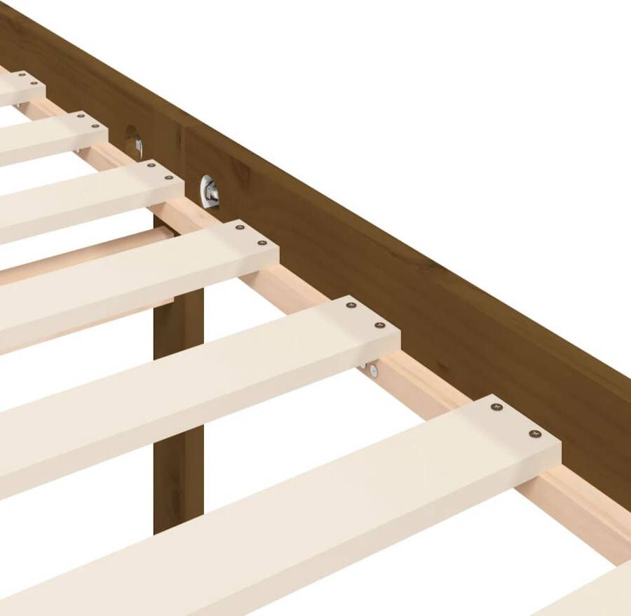 The Living Store Bedframe met hoofdbord massief hout honingbruin 4FT6 Double Bedframe Bedframes Bed Tweepersoonsbed Slaapkamermeubel Houten Bedframe Houten Bed Bedbodem Massief Houten Bedframe Ledikant Bedframe Met Hoofdeinde - Foto 3