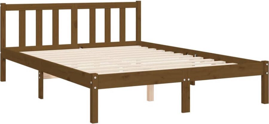 The Living Store Bedframe met hoofdbord hout honingbruin 4FT Small Double Bedframe Bedframes Bed Tweepersoonsbed Slaapkamermeubel Houten Bedframe Houten Bed Bedbodem Massief Houten Bedframe Ledikant Bedframe Met Hoofdeinde - Foto 5