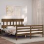 The Living Store Bedframe met hoofdbord hout honingbruin 160x200 cm Bedframe Bedframes Bed Tweepersoonsbed Slaapkamermeubel Houten Bedframe Houten Bed Bedbodem Massief Houten Bedframe Ledikant Bedframe Met Hoofdeinde - Thumbnail 3