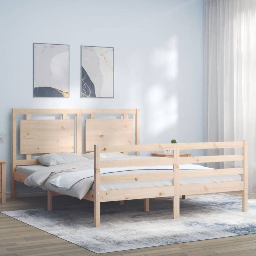 The Living Store Massief grenenhouten bedframe Houten bed 205.5 x 155.5 x 100 cm 150 x 200 cm (5FT King Size) Multiplex lattenbodem Montage vereist Massief Houten Bed Grenenhouten Bed King Size Bed Boxspring Bed Slaapcomfort - Foto 2