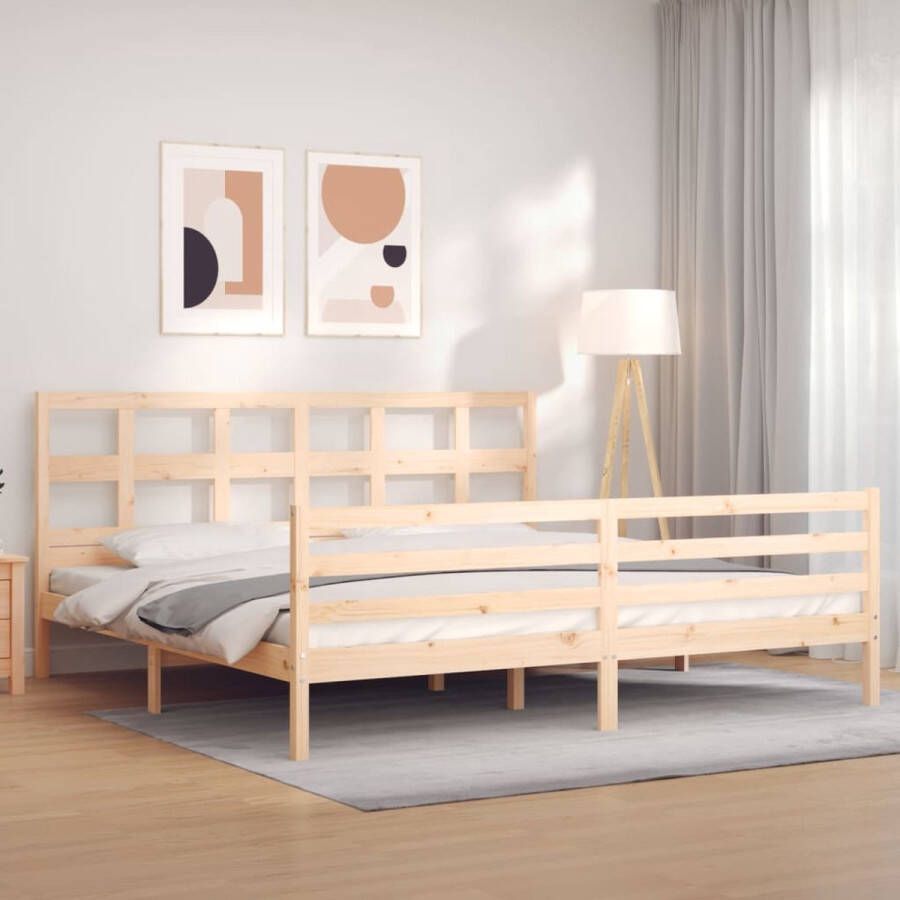 The Living Store Bedframe met hoofdbord massief hout 6FT Super King Bedframe Bedframes Bed Tweepersoonsbed Slaapkamermeubel Houten Bedframe Houten Bed Bedbodem Massief Houten Bedframe Ledikant Bedframe Met Hoofdeinde - Foto 3