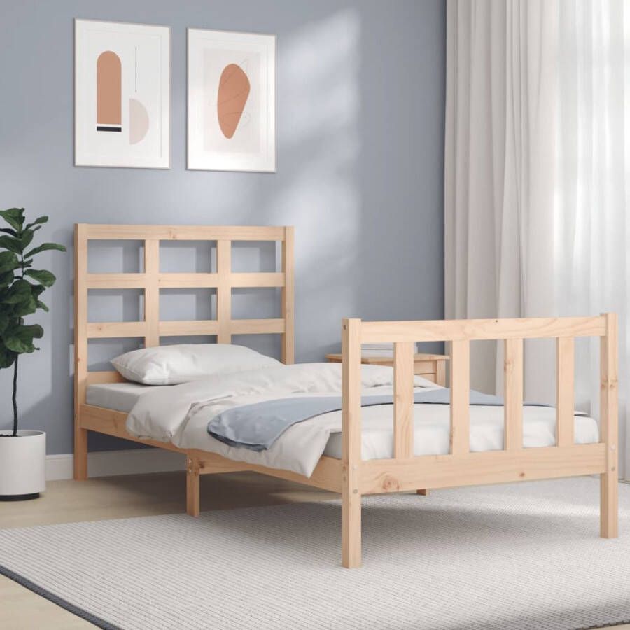 The Living Store Bedframe met hoofdbord massief hout 3FT Single Bedframe Bedframes Bed Eenpersoonsbed Slaapkamermeubel Houten Bedframe Houten Bed Bedbodem Massief Houten Bedframe Ledikant Bedframe Met Hoofdeinde - Foto 4