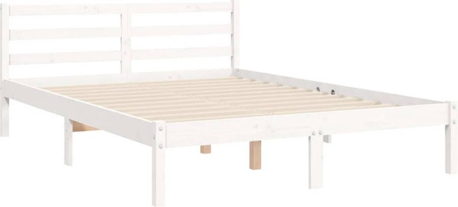 The Living Store Bedframe met hoofdbord massief hout wit 4FT Small Double Bedframe Bedframes Bed Tweepersoonsbed Slaapkamermeubel Houten Bedframe Houten Bed Bedbodem Massief Houten Bedframe Ledikant Bedframe Met Hoofdeinde - Foto 5