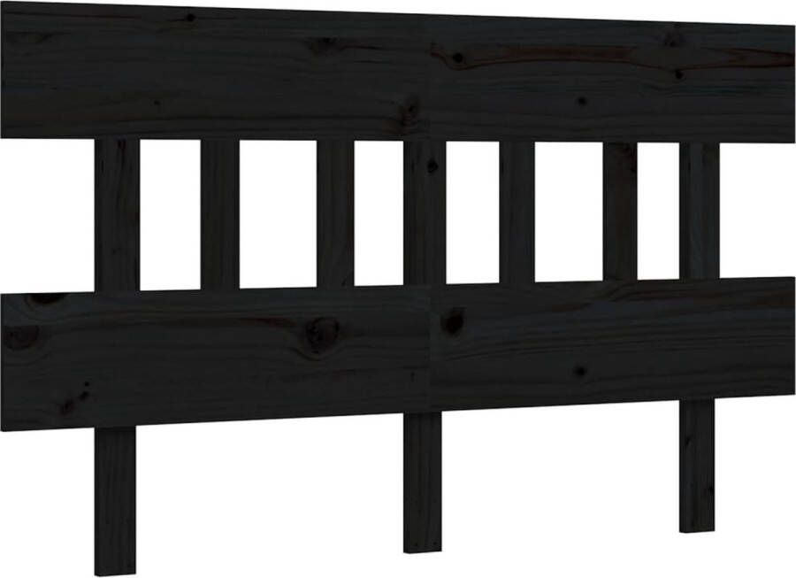 The Living Store Massief grenenhouten bedframe zwart 203.5 x 123.5 x 81 cm Multiplex lattenbodem