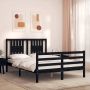 The Living Store Massief Grenenhouten Bedframe Zwart 205.5 x 145.5 x 100 cm Multiplex lattenbodem - Thumbnail 1