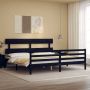 The Living Store Bedframe met hoofdbord massief hout zwart 200x200 cm Bedframe Bedframes Bed Tweepersoonsbed Slaapkamermeubel Houten Bedframe Houten Bed Bedbodem Massief Houten Bedframe Ledikant Bedframe Met Hoofdeinde - Thumbnail 2